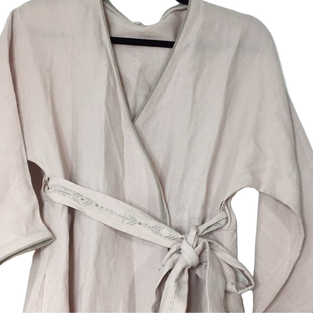 Arkitaip - Soft Pink - Kimono Style Maxi Dress - Small - 100% Masters of Linen - Picture 8 of 15